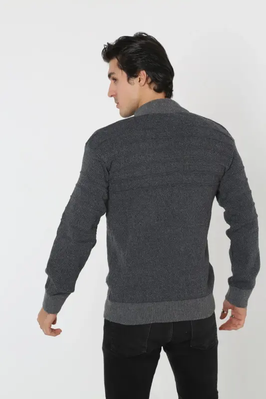 Dad Plus Size Zippered Oversized Cardigan Jacket-smoky - 3