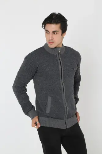 Dad Plus Size Zippered Oversized Cardigan Jacket-smoky - 5