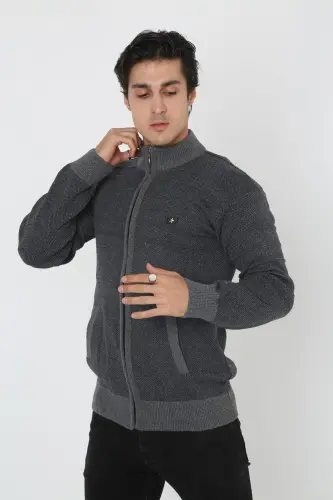 Dad Plus Size Zippered Oversized Cardigan Jacket-smoky - 6