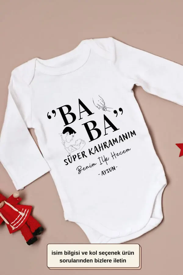 Daddy My Superhero My First Syllable Personalized Baby Bodysuit - 4