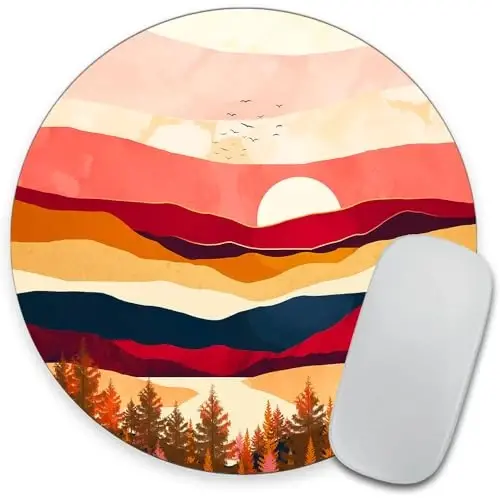 Mountain and Moon Round Mouse pad Customized Mousepad Non-Slip Rubber Base Mouse Pads for Computers Laptop Office Desk Accessories Mouse pad - 1