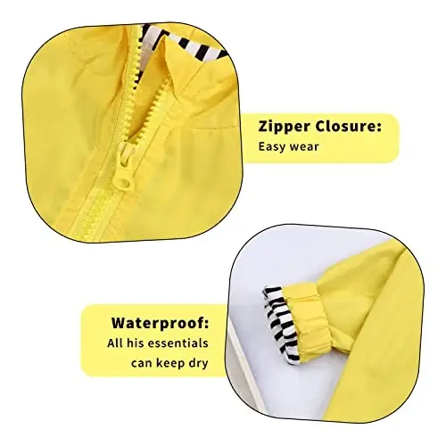 YOUNGER TREE Toddler Baby Boy Girl Duck Raincoat Cute Cartoon Hoodie Zipper Coat Outfit - 4