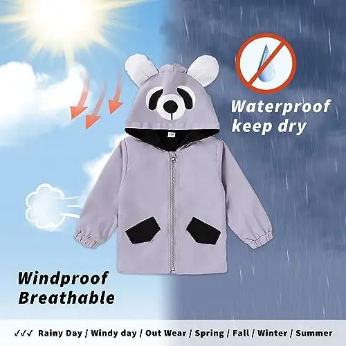 YOUNGER TREE Toddler Baby Boy Girl Duck Raincoat Cute Cartoon Hoodie Zipper Coat Outfit - YOUNGER (1)