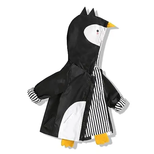 YOUNGER TREE Toddler Baby Boy Girl Duck Raincoat Cute Cartoon Hoodie Zipper Coat Outfit - 1