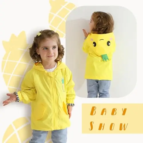 YOUNGER TREE Toddler Baby Boy Girl Duck Raincoat Cute Cartoon Hoodie Zipper Coat Outfit - 3