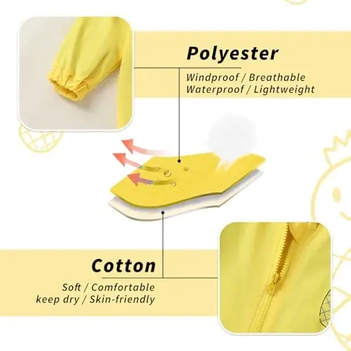 YOUNGER TREE Toddler Baby Boy Girl Duck Raincoat Cute Cartoon Hoodie Zipper Coat Outfit - 5