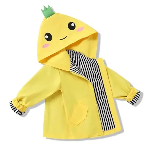 YOUNGER TREE Toddler Baby Boy Girl Duck Raincoat Cute Cartoon Hoodie Zipper Coat Outfit - 1