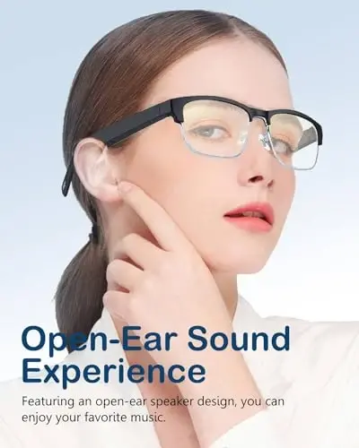 Generic Smart Glasses Bluetooth Audio Glasses for Men Women with Built-in Mic & Speakers, Blue Light Filter & Polarized Sunglasses Lenses, Voice Assistant, Open Ear Music & HD Calling (Black Gold) - 5