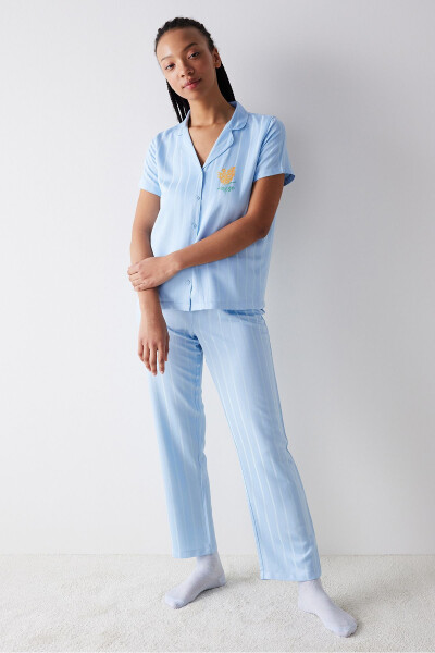 Dahlia Satin Light Blue Pajama Set - 11