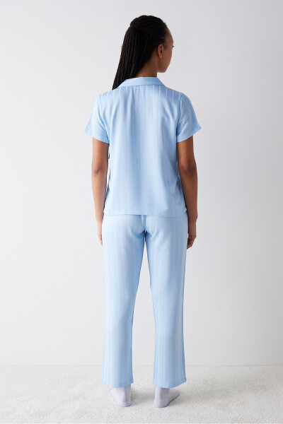 Dahlia Satin Light Blue Pajama Set - 14