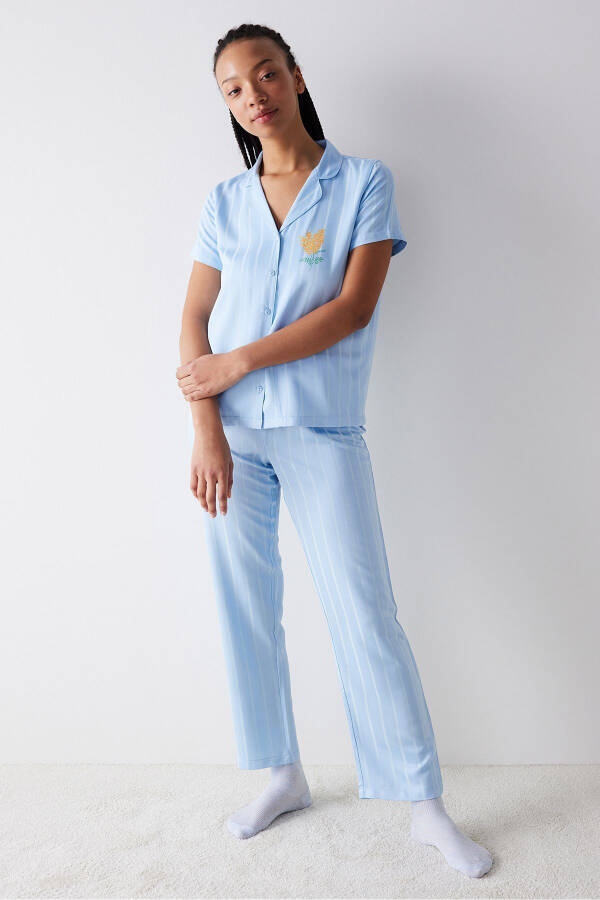 Dahlia Satin Light Blue Pajama Set - 6