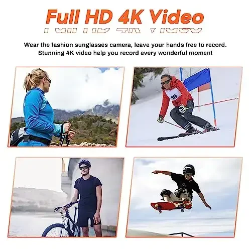 dahocamgo Camera Sunglasses 2K HD Video Glasses Sport Camera Shooting Glasses for Cycling, Camping, Driving, Hunting, Skateboarding, Traveling(included 32G SD Card) - 6