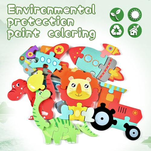 Dahuniu Toddler Puzzles 2-4 yoshli bolalar uchun, 1-3 yoshli bolalar uchun 8 ta yog'och bulmacalar - Montessori o'yinchoq, Pasxa savati to'ldiruvchisi, ta'lim bloklari, tug'ilgan kun sovg'asi - Dahuniu (1)