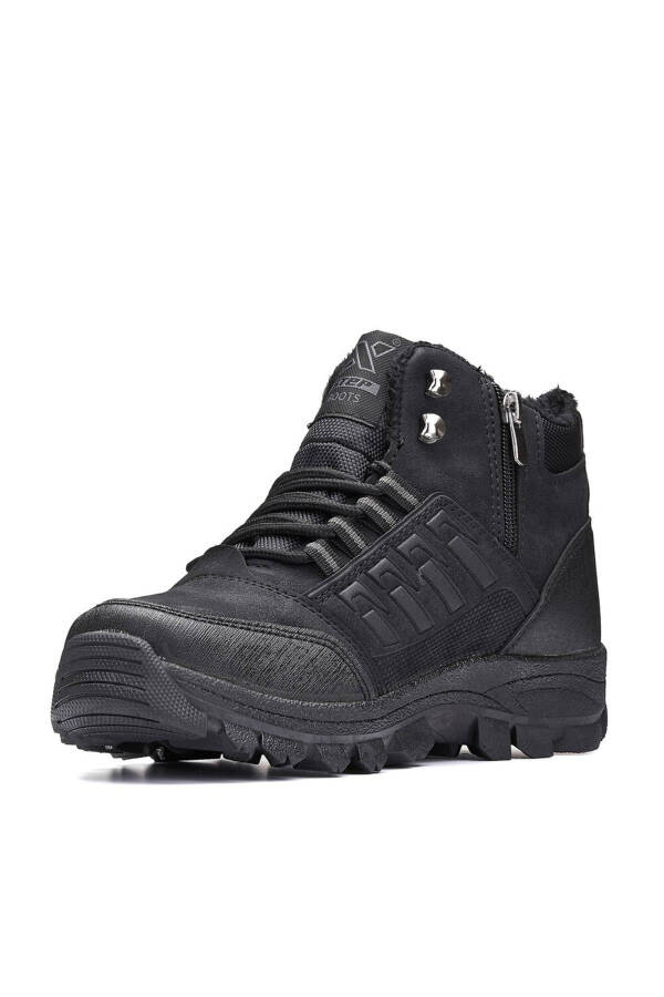 Daily Black Men's Boots Fur Lined Zipper And Lace Up Toe And Heel Protection Size 36-47 X5- - 3