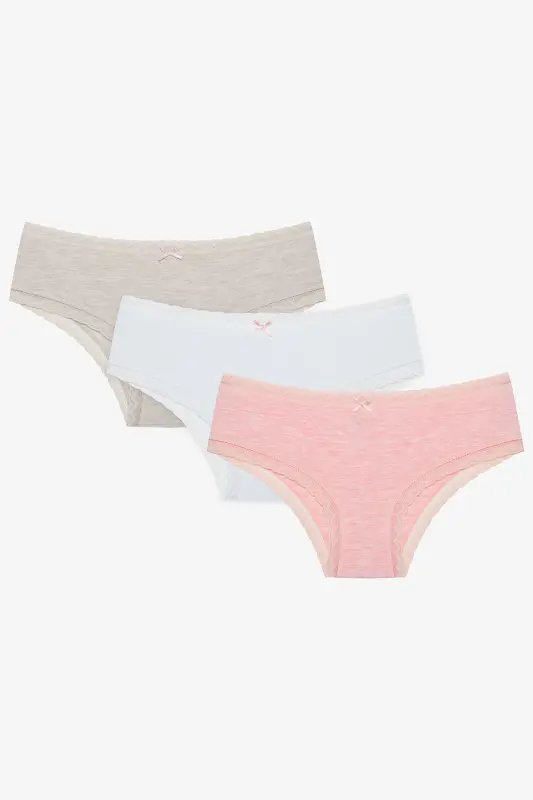 Daily Lace 3 Pack Beige Hipster Panties - PENTI