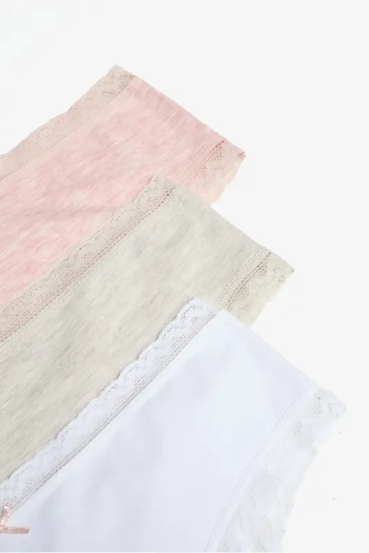 Daily Lace 3 Pack Beige Hipster Panties - 5