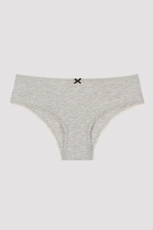 Daily Lace Cotton 3-pack Gray Hipster Panties-Gray - 3