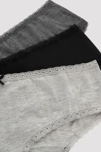 Daily Lace Pamukli 3li Kulrang Hipster Trusik-Kulrang - PENTI (1)