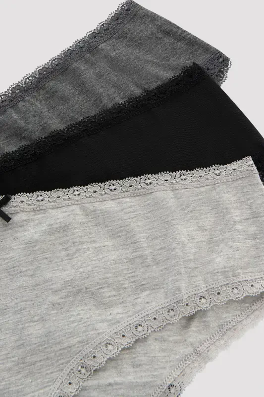 Daily Lace Pamuklu 3lü Gri Hipster Külot-Gri - 2