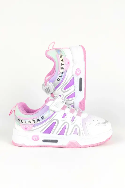 Daily Lightweight Velcro Children's Sports Shoe Sneaker-White Pink 01 - 4