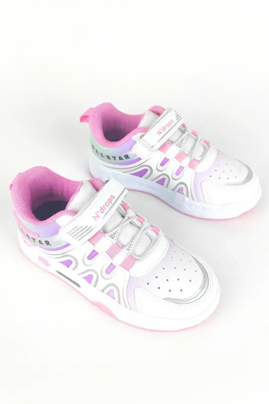 Daily Lightweight Velcro Children's Sports Shoe Sneaker-White Pink 01 - 5