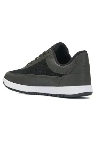 Daily Men's Black Khaki Lace-up Casual Mesh Breathable Walking Sports Sneaker 014-Black - İMERSHOES (1)