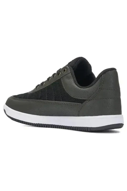 Daily Men's Black Khaki Lace-up Casual Mesh Breathable Walking Sports Sneaker 014-Black - 2