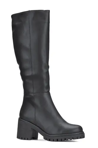 Daily women's ankle boots, black, chunky heel, tractor sole, zippered, comfortable. - 6