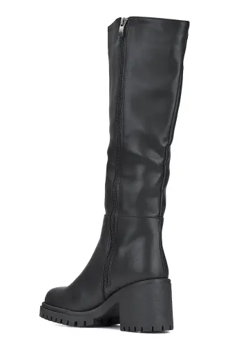 Daily women's ankle boots, black, chunky heel, tractor sole, zippered, comfortable. - 8