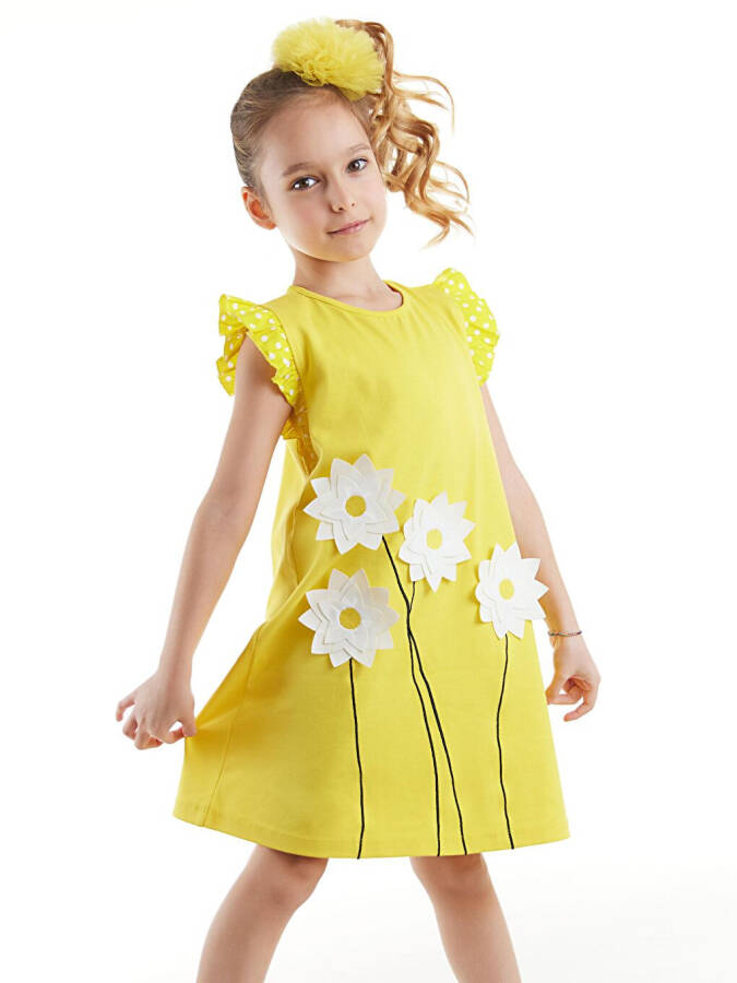 Daisy Cotton Yellow Dress for Girls - 1