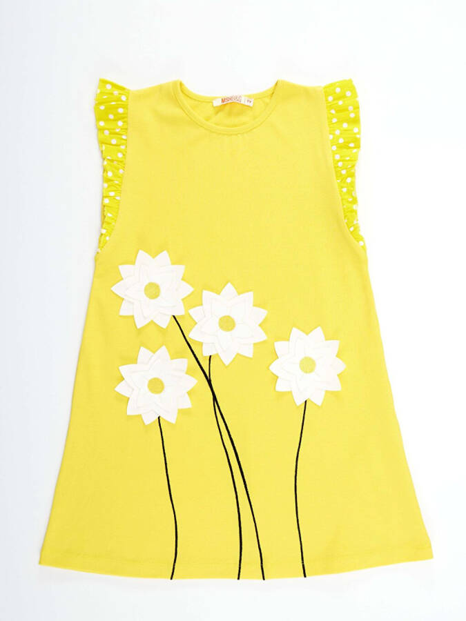 Daisy Cotton Yellow Dress for Girls - 3