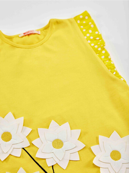 Daisy Cotton Yellow Dress for Girls - 5