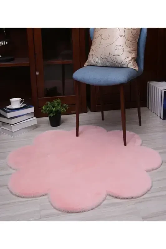 Daisy Flower Shape Rug Fluffy Area Rug Modern Mat-PINK For Living Room Kids Room Plush Bedroom - ALGORAND HOME
