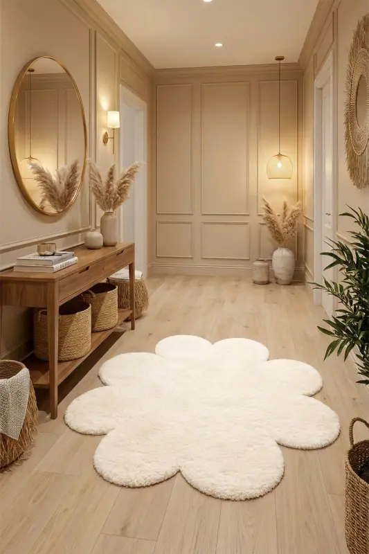 Daisy Flower Shape Rug Living Room Kids Room Plush Bedroom Fluffy Area Rug Modern Mat-mink - 6
