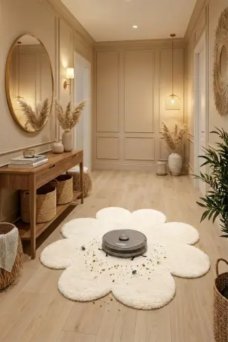 Daisy Flower Shape Rug Living Room Kids Room Plush Bedroom Fluffy Area Rug Modern Mat-mink - ALGORAND HOME (1)