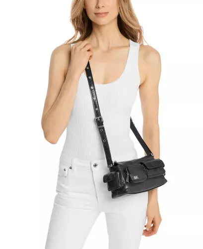 Dakota Small Leather Convertible Pocket Crossbody-Black - Modazone