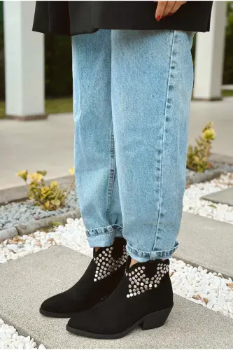 Dakota Sioux Cowgirl Bootie Western Boot - Black Suede - 8