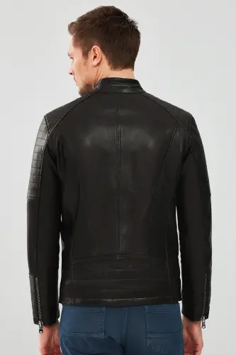 Dali Erkek Siyah Spor Deri Ceket 22SGM6348VE - SIYAH-SIYAH - 4