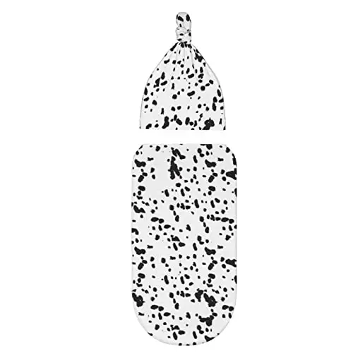 Dalmatian Dog Print Black Spot Newborn Swaddle Blanket With Hat Set Baby Stuff Receiving Blankets Soft Transition Sleep Sacks Gifts For Infant Boys Girls - 1