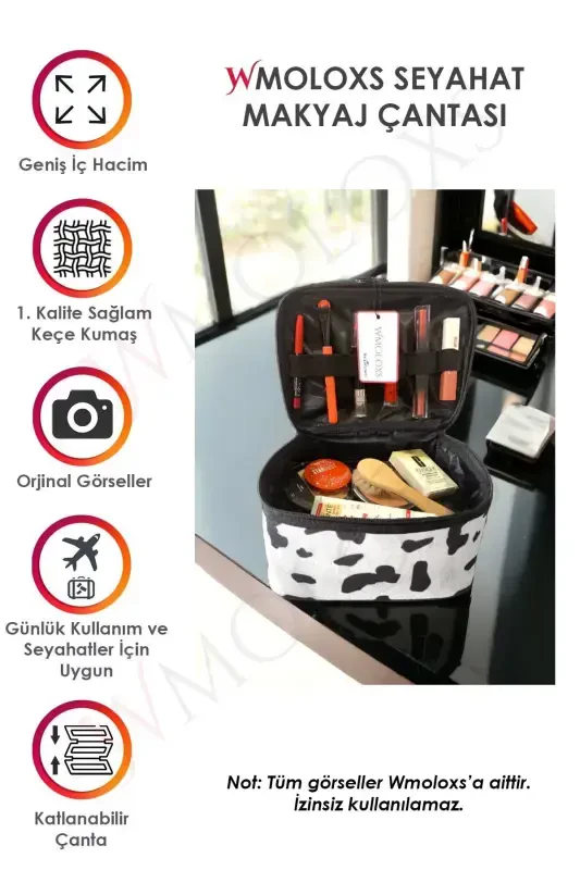 Dalmatiyalik kosmetik makiyaj sumkasi organizatori sayohat turi bo'linmali katta shaffof makiyaj düzenleyici-oq - 2