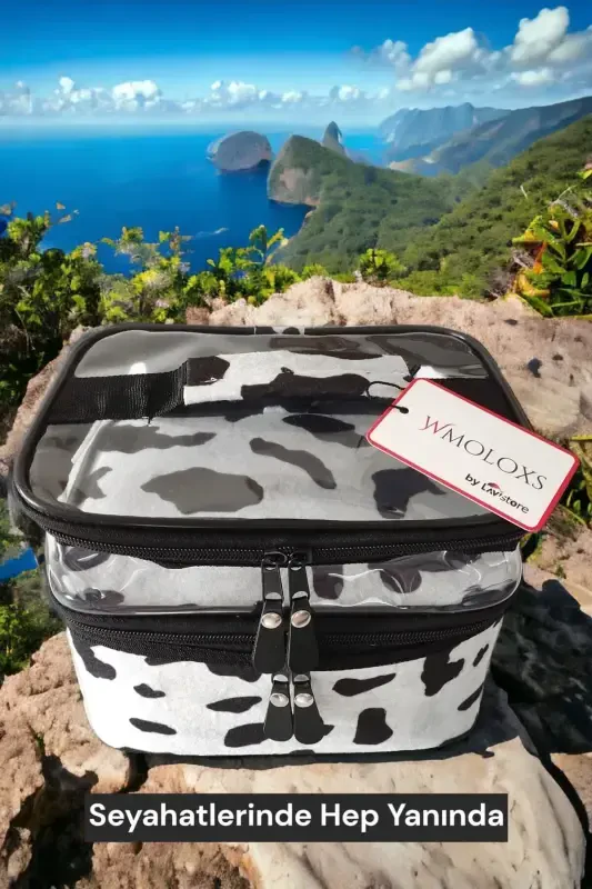 Dalmatiyalik kosmetik makiyaj sumkasi organizatori sayohat turi bo'linmali katta shaffof makiyaj düzenleyici-oq - 3