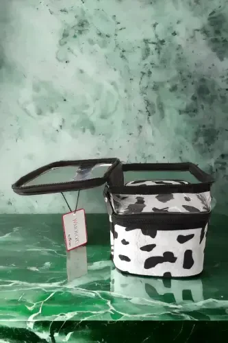 Dalmatiyalik kosmetik makiyaj sumkasi organizatori sayohat turi bo'linmali katta shaffof makiyaj düzenleyici-oq - 5