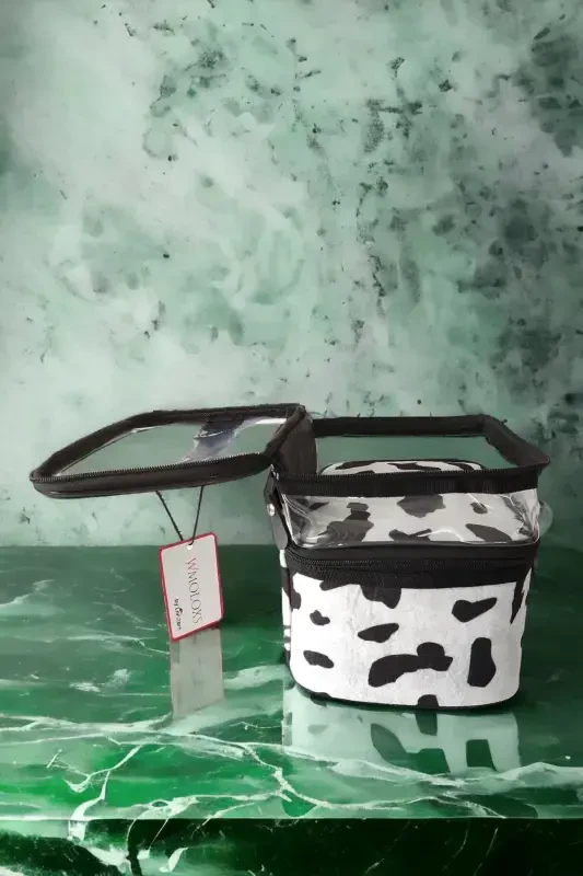 Dalmatiyalik kosmetik makiyaj sumkasi organizatori sayohat turi bo'linmali katta shaffof makiyaj düzenleyici-oq - 5