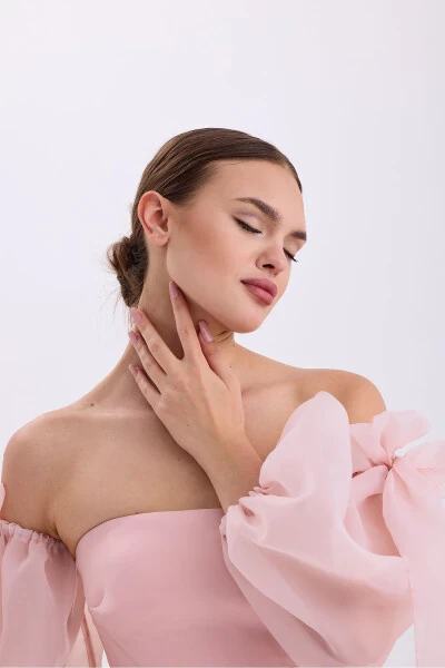 Dalya Powder Pink Strapless Mini Dress - TANGÜL&ALI'S MODA EVI (1)