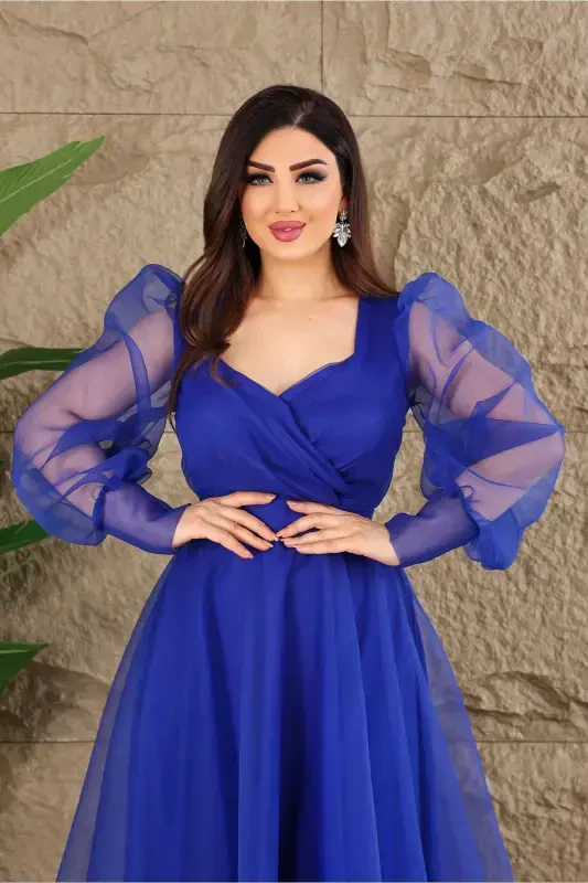 Dalya Тюль Платье с Декольте-Сакс - 2