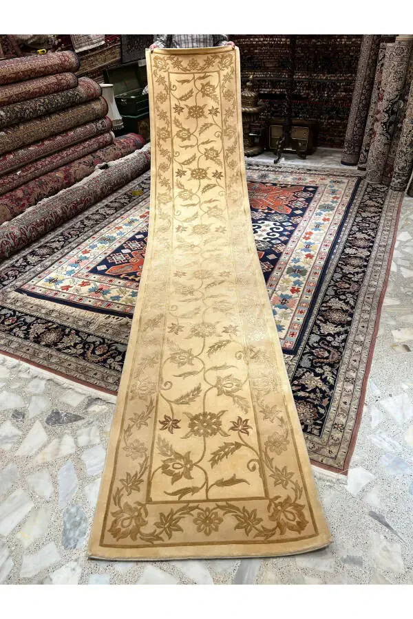 Dalyana qoʻlda toʻqilgan yoʻl qoplami, birinchi darajali sifatli ipak-jun qoʻshmasi, yupqa toʻqilgan, oʻlchami 4x80 sm - 1