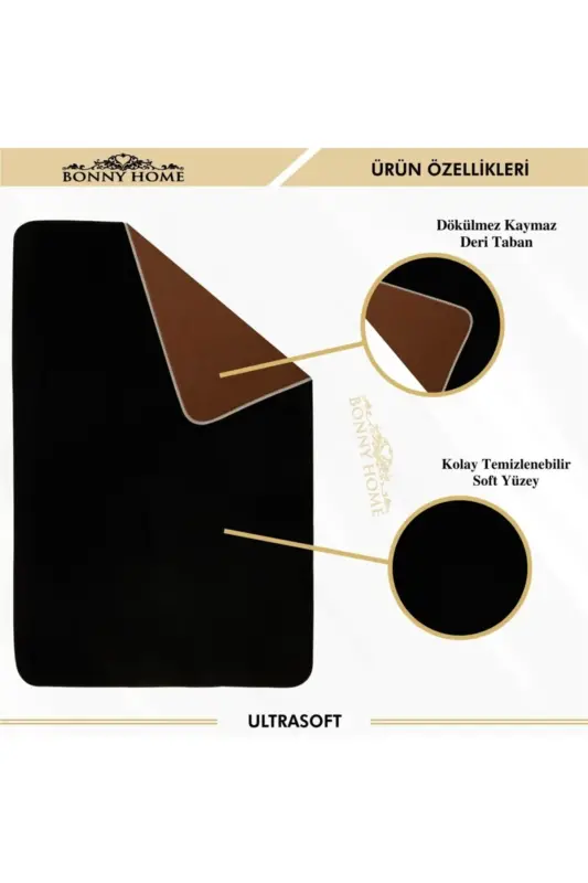 Damask 3-Piece Black Ultrasoft Leather Base Toilet Seat Bathroom Rug Mat Set-Black - 2