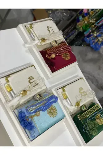 Damat Bohçası Gelin Bohçası Seccade Seti Nişan Bohçası Seccade Takımı-yeşil beyaz - 2