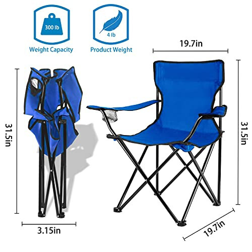 Damei Century Portable Camping Chairs Enjoy The Outdoors with a Versatile Folding Chair, Sports Chair, Outdoor Chair & Lawn Chair, Blue - 3