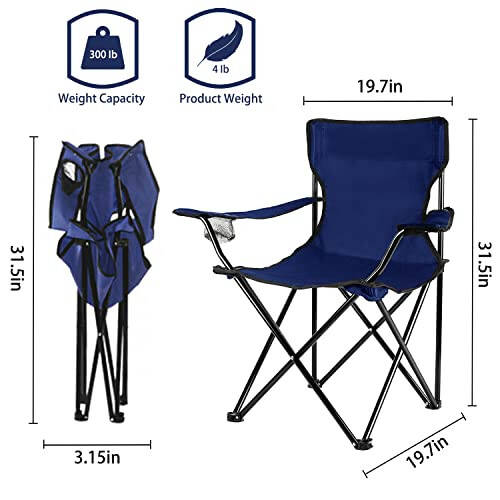 Damei Century Taşınabilir Kamp Sandalyeleri Çok Yönlü Katlanır Sandalye, Spor Sandalyesi, Açık Hava Sandalyesi ve Çim Sandalyesi ile Açık Hava Keyfini Çıkarın, Lacivert - 3